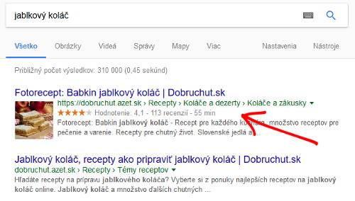 štruktúrované dáta - rich snippets