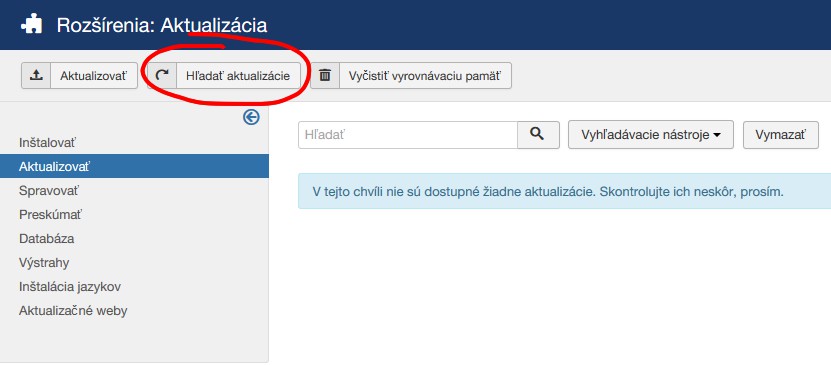 joomla rozšírenia aktualizácie
