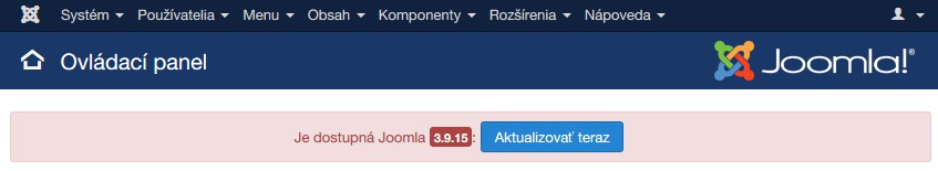 upozornenie na aktualizáciu joomly